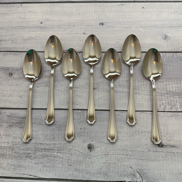Wallace Other - Wallace ARLINGTON Oval Place Spoons Set Of 7 Stainless Steel Flatware #1